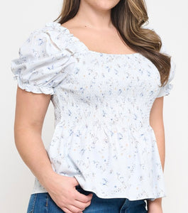 Floral print smocked top