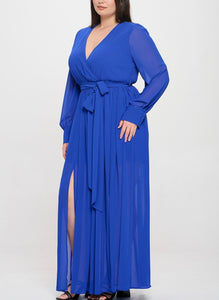 Front Slit Chiffon Maxi Dress