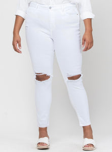 High Rise Distress Ankle Skinny Jeans