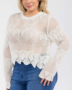 Long Sleeve Crochet Lace Top