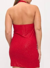 Load image into Gallery viewer, Glitter Halter Mini Dress
