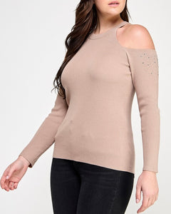 Cold shoulder sweater knit top