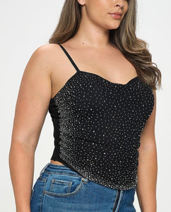 Mesh Rhinestone Cami Top