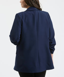 Ruched 3/4 sleeve blazer