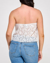 Load image into Gallery viewer, Strapless stretch lace bow front top
