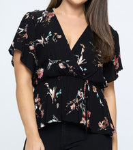 Load image into Gallery viewer, Floral print peplum top
