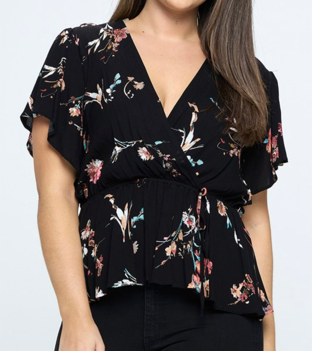 Floral print peplum top