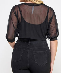 Solid mesh crop bolero