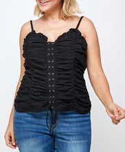 Load image into Gallery viewer, Ruched Lace Up Corset Cami Top
