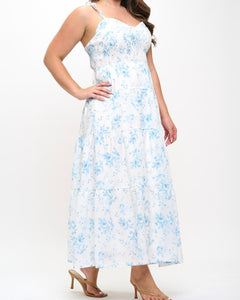 Tie strap floral print maxi dress