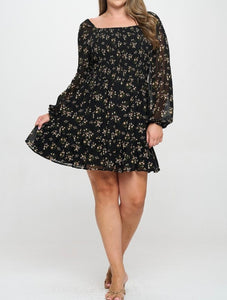 Floral smocked bodice dress