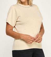 Load image into Gallery viewer, Pearl Rhinestone knit Sweater Top
