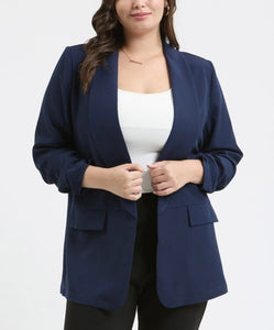 Ruched 3/4 sleeve blazer