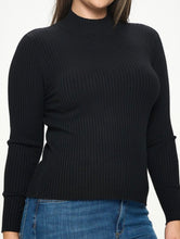 Load image into Gallery viewer, Solid mock neck ribbed knit top
