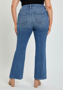 Double Button Mid Rise Flare Jeans