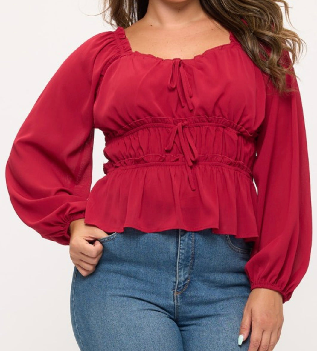 Ruched peasant blouse