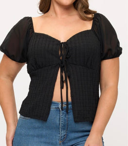 Solid front tie top