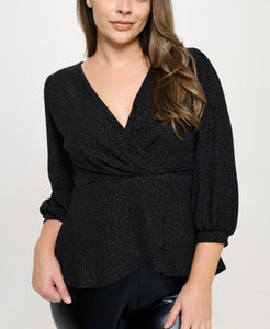 Metallic glitter Surplice top