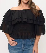 Load image into Gallery viewer, Chiffon ruffle off shoulder top
