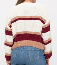 Load image into Gallery viewer, Chenille color block pullover sweater top
