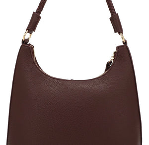 Curved smooth zipper shoulder hobo bag