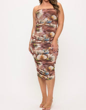 Load image into Gallery viewer, Floral print ruched mesh dress
