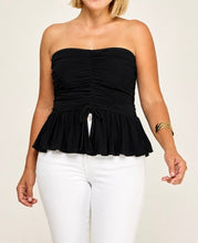 Load image into Gallery viewer, Ruched Strapless Peplum Tube Top
