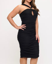 Load image into Gallery viewer, Halter Neck Ruched Mesh Dress
