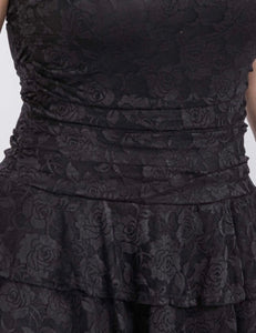 Lace tiered ruffle mini tube dress
