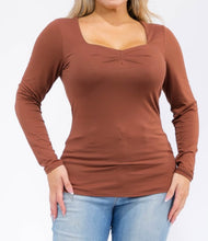 Load image into Gallery viewer, Square neck ruched front long sleeve top
