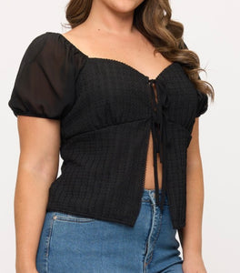 Solid front tie top