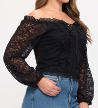 Load image into Gallery viewer, Stretch Lace Off Shoulder Top
