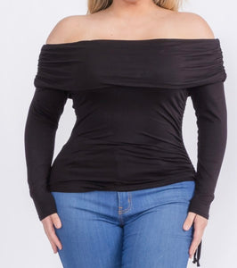 Off shoulder side ruched top