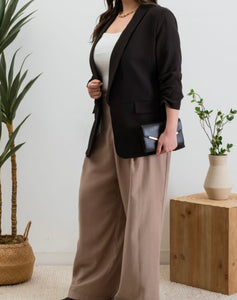 Ruched 3/4 sleeve blazer