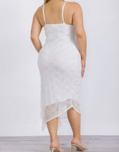 Load image into Gallery viewer, Lace side slit ruffle trim midi dress
