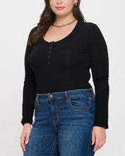 Load image into Gallery viewer, Scoop neck long sleeve henley knit top
