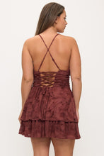 Load image into Gallery viewer, Plus Floral Flocked Tiered Mini Dress
