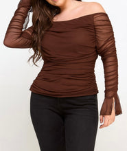 Load image into Gallery viewer, Off shoulder mesh top
