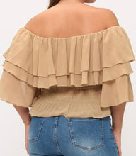 Load image into Gallery viewer, Chiffon ruffle off shoulder top
