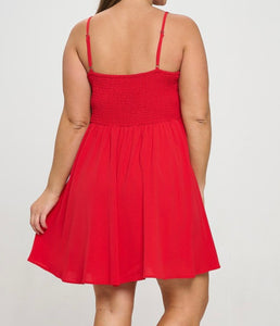Solid smocked back dress
