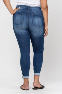 Mid Rise Pull On Crop Skinny Jeans