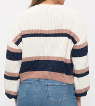Load image into Gallery viewer, Chenille color block pullover sweater top
