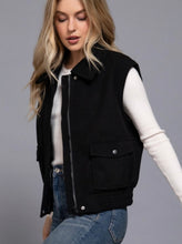 Load image into Gallery viewer, Notched Collar Soft Felt Zip Up Vest
