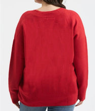 Load image into Gallery viewer, V neck drop shoulder knot sweater
