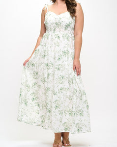 Tie strap floral print maxi dress