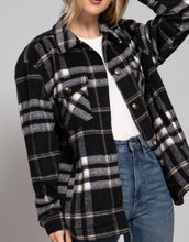 Load image into Gallery viewer, Inner faux fur brushed plaid jacket
