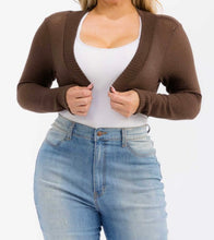 Load image into Gallery viewer, Rib crop long sleeve shrug bolero
