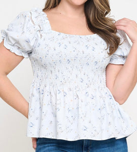 Floral print smocked top