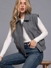 Load image into Gallery viewer, Notched Collar Soft Felt Zip Up Vest
