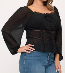 Smocked back long sleeve top